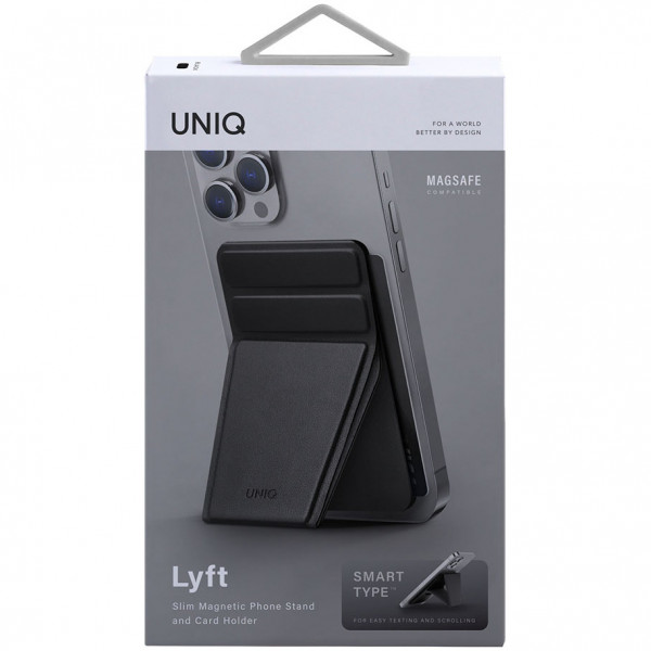 Магнитный картхолдер UNIQ с функцией стенда Uniq Lyft Magnetic, цвет Черный (MGSNAPONCH-LYFTBLK)