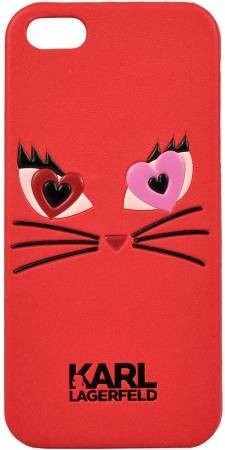 Чехол накладка Karl Lagerfeld для iPhone 5/5S/SE Choupette in love 2, Red (KLHCPSECL2RE)