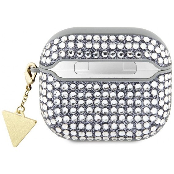 Чехол Guess Diamond Rhinestone with Triangle charm для AirPods 3, цвет Серебристый (GUA3HDGTPG)