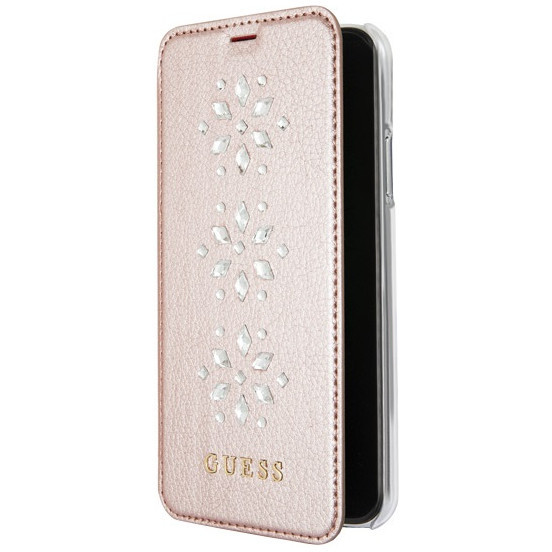 Чехол-книжка CG Mobile Guess Studs&Sparkles Booktype/Snowflakes для iPhone X/XS, цвет Розовый (GUFLBKPXSTUPI)