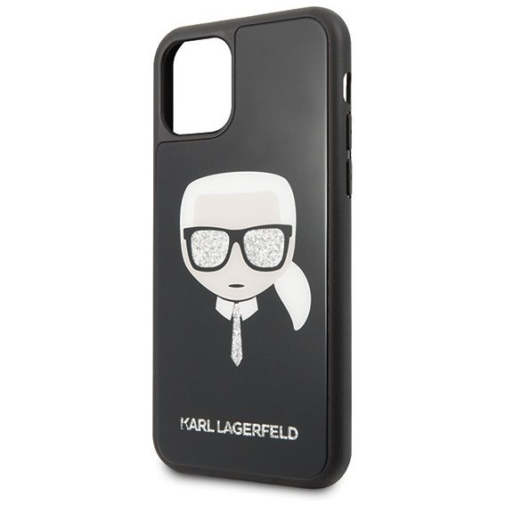 Чехол CG Mobile Karl Lagerfeld Double Layer Karl's Head Hard Glass для iPhone 11, цвет Черный (KLHCN61DLHBK)