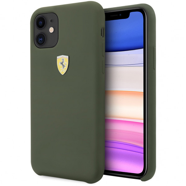 Чехол CG Mobile Ferrari On-Track Silicone case Hard для iPhone 11, цвет "Полночный зеленый" (FESSIHCN61MG)