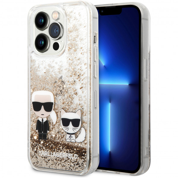 Чехол CG Mobile Karl Lagerfeld Liquid glitter Karl & Choupette Hard для iPhone 14 Pro Max, цвет Золотой (KLHCP14XGKCD)