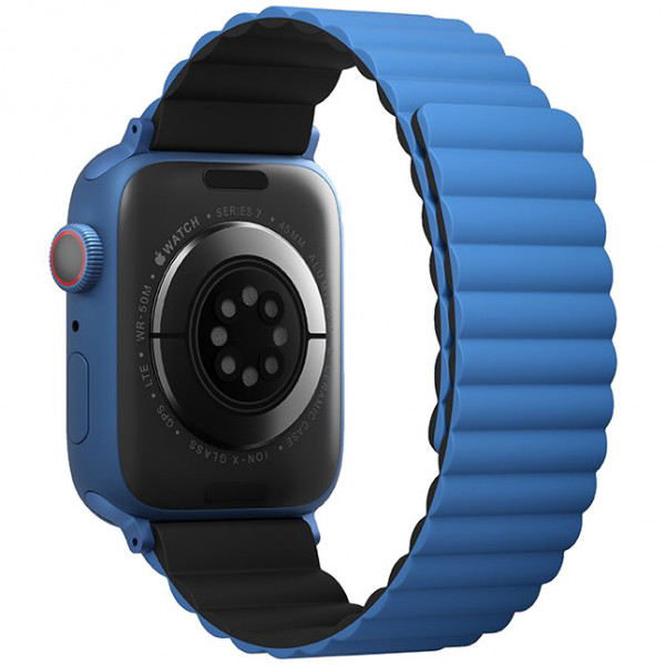 Ремешок Uniq Revix reversible Magnetic для Apple Watch 49/45/44/42 мм, цвет Синий/Черный (Blue/Black) (45MM-REVBLUBLK)