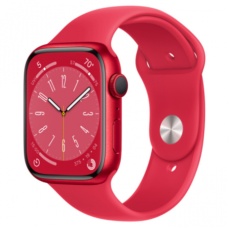 Apple Watch series 8 45 мм корпус из алюминия цвета (PRODUCT)RED спортивный ремешок красного цвета