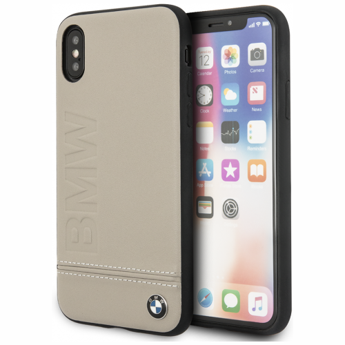 Чехол CG Mobile BMW Signature Logo Imprint Hard Leather для iPhone X/XS, цвет Бежевый (BMHCPXLLST)