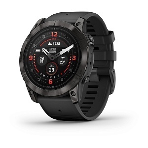 Смарт часы Garmin Epix Pro (Gen 2) Sapphire Edition 51 мм, титановый угольно-серый, DLC, черный силиконовый ремешок