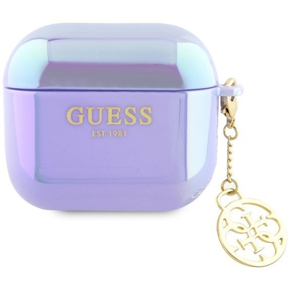 Чехол Guess PC/TPU with 4G Charm Iridescent для AirPods 3, цвет Фиолетовый