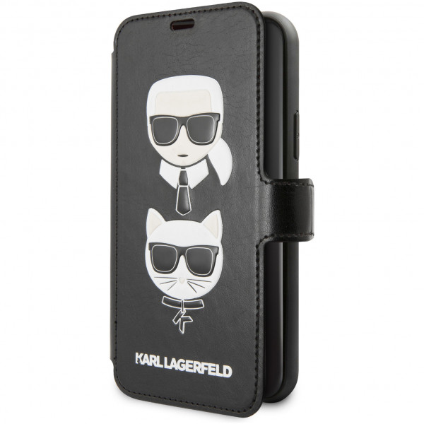 Чехол-книжка CG Mobile Karl Lagerfeld PU Leather Karl and Choupette Booktype stand для iPhone 11 Pro, цвет Черный (KLFLBKSN58FKICKC)