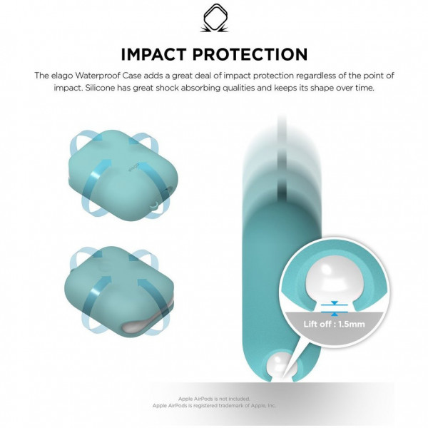 Водонепроницаемый чехол Elago Waterproof Case для AirPods, цвет "Коралловый синий" (EAPWF-BA-CBL)