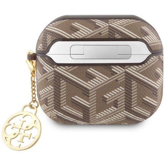 Чехол Guess PU leather G CUBE with metal logo and Charm для AirPods 3, цвет Коричневый