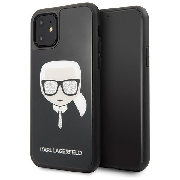 Чехол CG Mobile Karl Lagerfeld Double Layer Karl's Head Hard Glass для iPhone 11, цвет Черный (KLHCN61DLHBK)