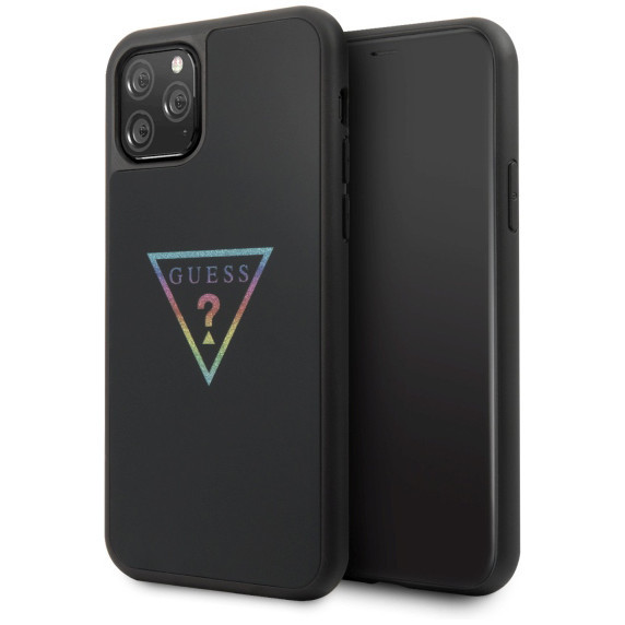 Чехол CG Mobile Guess Iridescent glitter Triangle logo Hard PC/TPU для iPhone 11 Pro, цвет Черный/Радужный (GUHCN58TRMLBK)