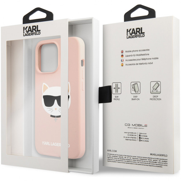Чехол CG Mobile Karl Lagerfeld Liquid silicone Choupette Hard для iPhone 13 Pro, цвет Розовый (KLHCP13LSLCHLP)