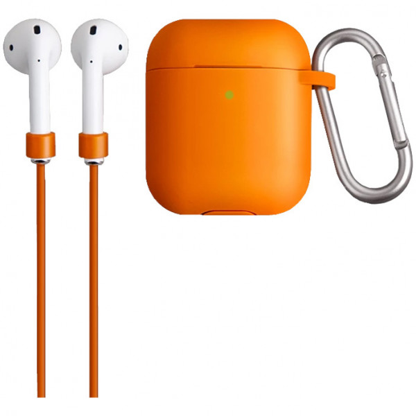 Комплект Uniq - чехол с карабином AirPods Vencer (2019) Hang Case + ремешок для AirPods 2, цвет Оранжевый (AIRPODS(2019)-VENORG)