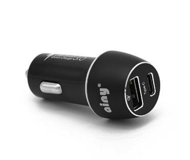 Ainy Автомобильное зарядное устройство EB-043A Type-С + USB с поддержкой Quick Charge 3.0 (3.0A) черное (EB-043A)