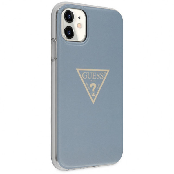 Чехол CG Mobile Guess PC/TPU Metallc effect Triangle logo Hard для iPhone 11, цвет Голубой (GUHCN61PCUMPTLB)