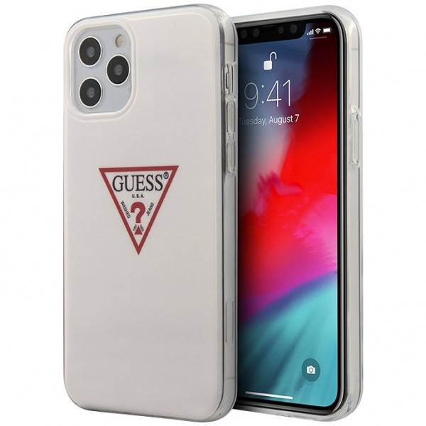 Чехол CG Mobile Guess PC/TPU Shiny Triangle logo Hard для iPhone 12/12 Pro, цвет Белый (GUHCP12MPCUCTLWH)