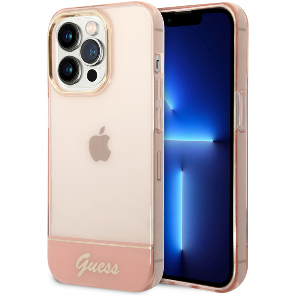 Чехол CG Mobile Guess PC/TPU Translucent w Electoplated camera Hard для iPhone 14 Pro, цвет Розовый (GUHCP14LHGCOP)