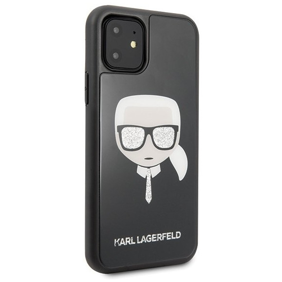 Чехол CG Mobile Karl Lagerfeld Double Layer Karl's Head Hard Glass для iPhone 11, цвет Черный (KLHCN61DLHBK)