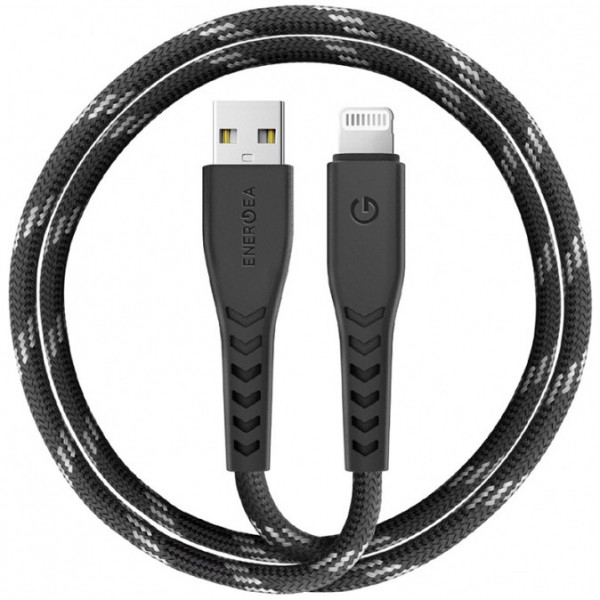 Кабель EnergEA NyloFlex USB - Lightning MFI 3А 1.5 м, цвет Черный (CBL-NF-BLK150)
