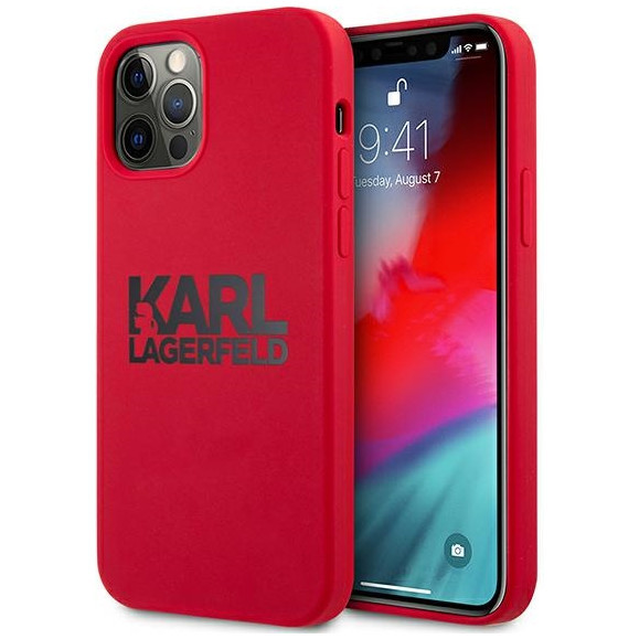 Чехол CG Mobile Karl Lagerfeld Liquid silicone stack logo Hard для iPhone 12/12 Pro, цвет Красный (KLHCP12MSLKLRE)