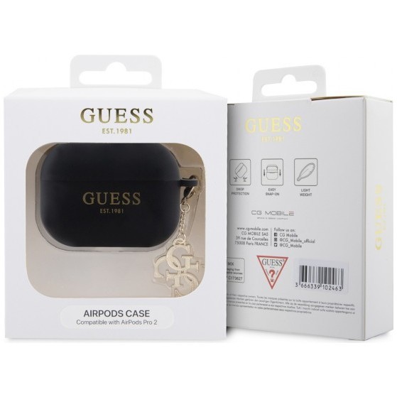 Чехол Guess Liquid silicone with Big 4G charm для AirPods Pro 2, цвет Черный