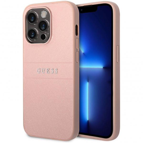 Чехол CG Mobile Guess PU Saffiano with metal logo Hard для iPhone 14 Pro Max, цвет Розовый (GUHCP14XPSASBPI)