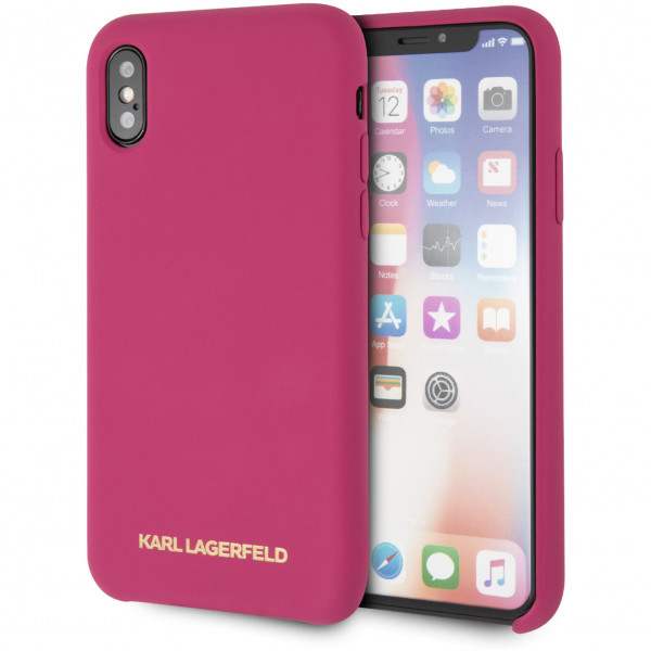 Чехол CG Mobile Karl Lagerfeld Silicone collection Gold logo Hard для iPhone X/XS, цвет Розовый (KLHCPXSLROG)