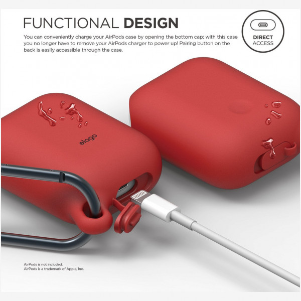 Водонепроницаемый чехол Elago AirPods Waterproof Hang Case для AirPods 2, цвет Красный (EAPWF-RD)