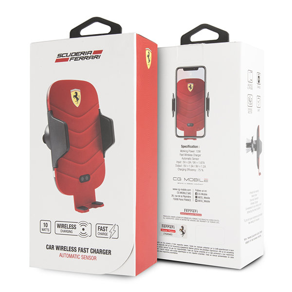 Автодержатель Ferrari с функцией беспроводного ЗУ On-Track Wireless (10W)+Type-C, красный (FECCWLPDRE)