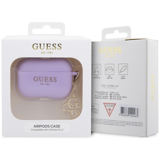 Чехол Guess Liquid silicone with Big 4G charm для AirPods Pro 2, цвет Фиолетовый
