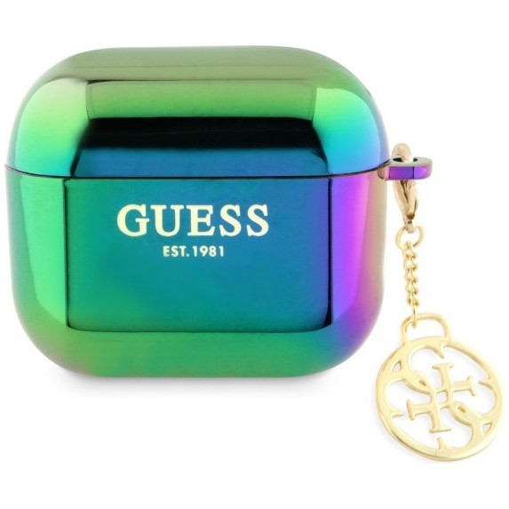 Чехол Guess PC/TPU with 4G Charm Iridescent для AirPods 3, цвет Черный