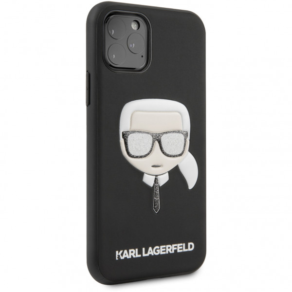 Чехол CG Mobile Karl Lagerfeld PU Leather Iconic Karl Hard Glitter для iPhone 11 Pro, цвет Черный (KLHCN58GLBK)