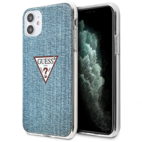 Чехол CG Mobile Guess PC/TPU Denim Triangle logo для iPhone 11, цвет Светло-синий (GUHCN61PCUJULLB)