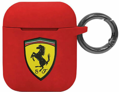 Чехол с карабином CG Mobile Ferrari Silicone case with ring для AirPods 1/2, цвет Красный (FESACCSILSHRE)