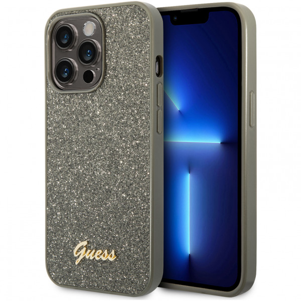 Чехол CG Mobile Guess PC/TPU Glitter flakes w Metal logo Hard для iPhone 14 Pro, цвет Зеленый (GUHCP14LHGGSHN)