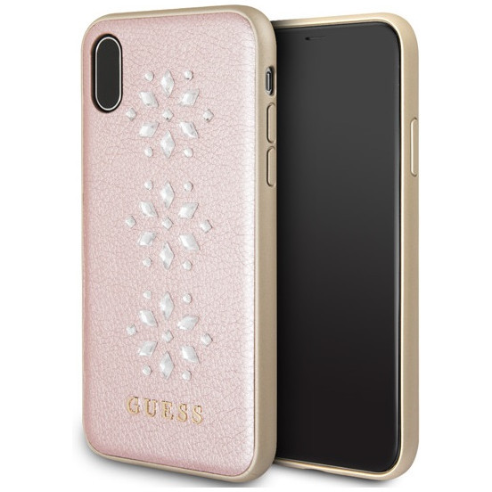 Чехол CG Mobile Guess Studs&Sparkles Hard PU/Snowflakes для iPhone X/XS, цвет Розовый (GUHCPXSTUPI)