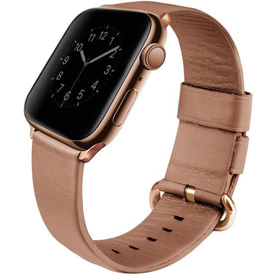 Ремешок кожаный Uniq Mondain Strap Leather для Apple Watch 38/40/41 мм, цвет Розовый (40MM-MONPNK)
