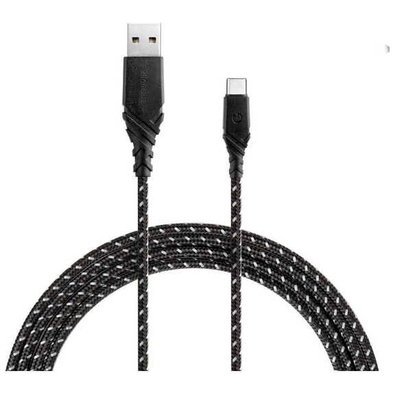 Кабель EnergEA NyloGlitz Type-C 1.5 м, цвет Черный (CBL-NG20CA-BLK150)