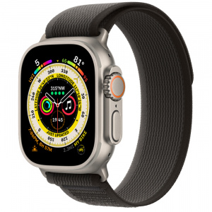 Apple Watch Ultra 49 мм корпус из титана ремешок Trail Loop (M/L) черно-серого цвета