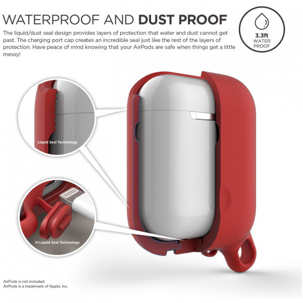 Водонепроницаемый чехол Elago AirPods Waterproof Hang Case для AirPods 2, цвет Красный (EAPWF-RD)