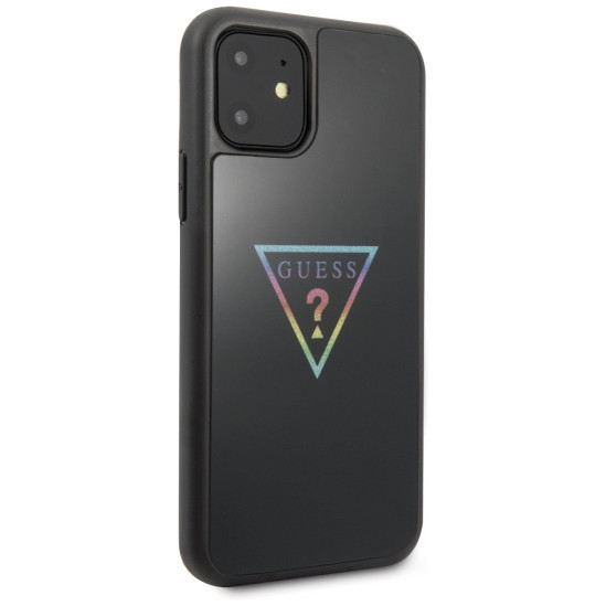 Чехол CG Mobile Guess Iridescent glitter Triangle logo Hard PC/TPU для iPhone 11, цвет Черный/Радужный (GUHCN61TRMLBK)