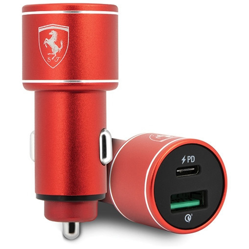 Автомобильное зарядное устройство CG Mobile Ferrari Dual port 36W USB-C PD18 + USB QC3.0 18W, цвет Красный (FEOCCALRE)