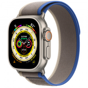 Apple Watch Ultra 49 мм корпус из титана ремешок Trail Loop серо-голубого цвета