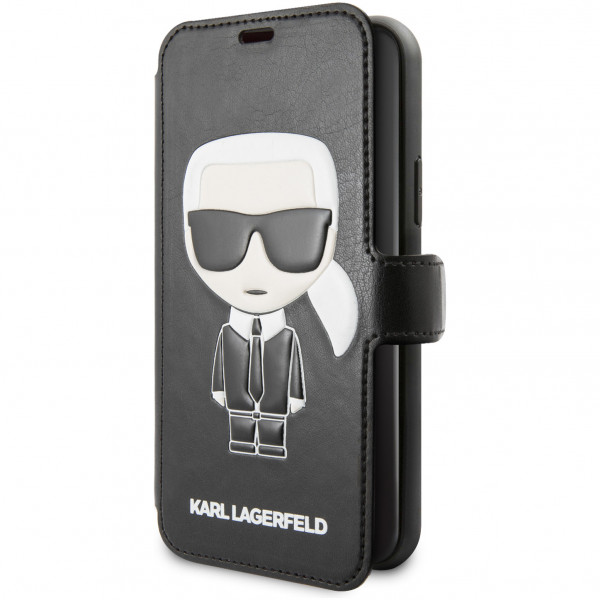 Чехол-книжка CG Mobile Karl Lagerfeld PU Leather Iconik Karl Booktype stand для iPhone 11 Pro, цвет Черный (KLFLBKSN58FIKPUBK)