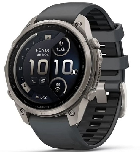 Умные часы Garmin Fenix 9 Pro AMOLED 47мм, Titanium with Graphite/Black Silicone Band