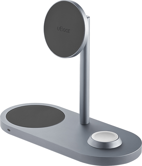 Беспроводное зарядное устройство uBear  Stage 3in1 Magnetic wireless charger, цвет: серый (WL07SG31-AD)