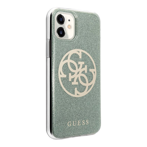 Чехол Guess для iPhone 11 Circle Logo Hard PC/TPU Glitter Green, цвет Зеленый