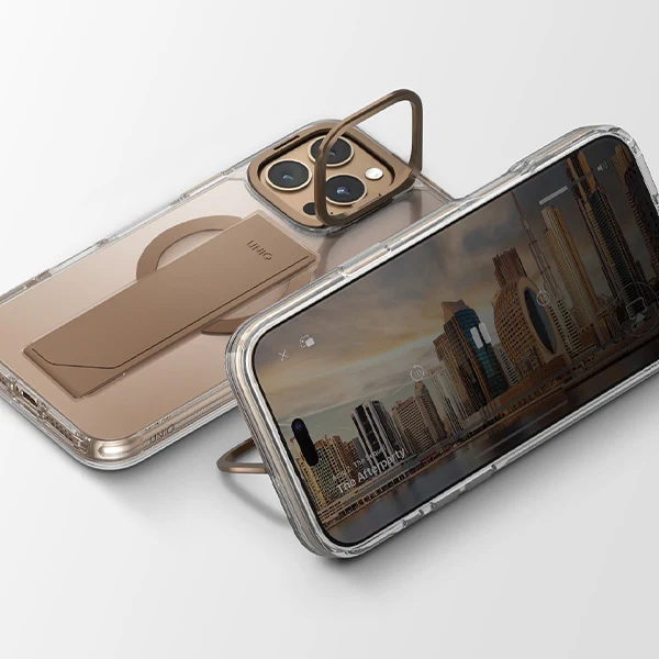 Чехол Uniq Heldro Max with FlexGrip and Camera stand Taupe Gold (MagSafe) для iPhone 16 Pro Max